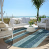 Piper Looms Chantille Stripes ACN1954 Teal Machine Washable Area Rug Round Outdoor Lifestyle Image Feature