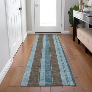Piper Looms Chantille Stripes ACN1954 Teal Machine Washable Area Rug Runner Lifestyle Image Feature