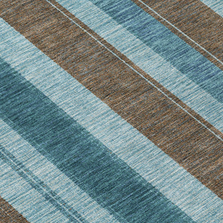 Piper Looms Chantille Stripes ACN1954 Teal Machine Washable Area Rug Swatch Image