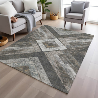 Piper Looms Chantille Geometric ACN1955 Brown Machine Washable Area Rug Lifestyle Image Feature