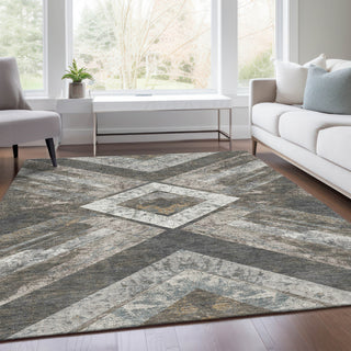 Piper Looms Chantille Geometric ACN1955 Brown Machine Washable Area Rug Lifestyle Image Feature