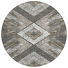 Piper Looms Chantille Geometric ACN1955 Brown Machine Washable Area Rug Round Main Image