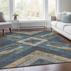 Piper Looms Chantille Geometric ACN1955 Navy Machine Washable Area Rug Lifestyle Image Feature