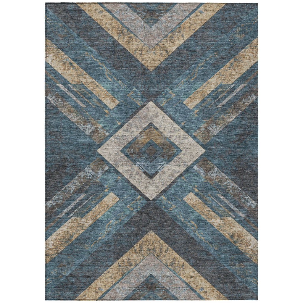 Piper Looms Chantille Geometric ACN1955 Navy Machine Washable Area Rug main image