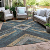 Piper Looms Chantille Geometric ACN1955 Navy Machine Washable Area Rug Outdoor Lifestyle Image Feature