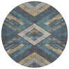 Piper Looms Chantille Geometric ACN1955 Navy Machine Washable Area Rug Round Main Image