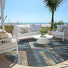 Piper Looms Chantille Geometric ACN1955 Navy Machine Washable Area Rug Round Outdoor Lifestyle Image Feature