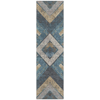 Piper Looms Chantille Geometric ACN1955 Navy Machine Washable Area Rug Runner Main Image