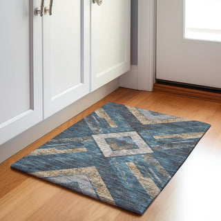 Piper Looms Chantille Geometric ACN1955 Navy Machine Washable Area Rug Scatter Lifestyle Image Feature