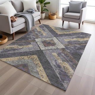 Piper Looms Chantille Geometric ACN1955 Purple Machine Washable Area Rug Lifestyle Image Feature