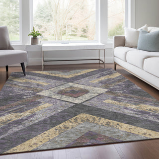 Piper Looms Chantille Geometric ACN1955 Purple Machine Washable Area Rug Lifestyle Image Feature