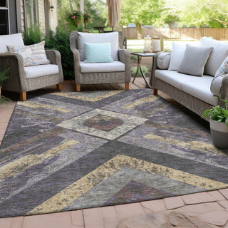 Piper Looms Chantille Geometric ACN1955 Purple Machine Washable Area Rug Outdoor Lifestyle Image Feature