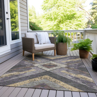 Piper Looms Chantille Geometric ACN1955 Purple Machine Washable Area Rug Outdoor Lifestyle Image Feature