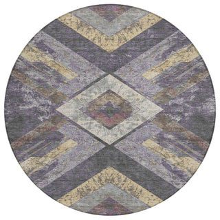 Piper Looms Chantille Geometric ACN1955 Purple Machine Washable Area Rug Round Main Image