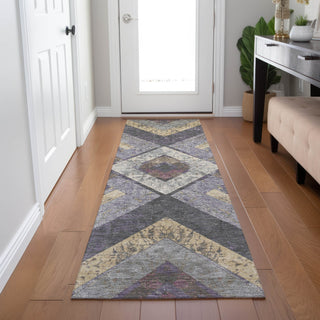 Piper Looms Chantille Geometric ACN1955 Purple Machine Washable Area Rug Runner Lifestyle Image Feature