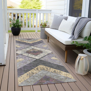 Piper Looms Chantille Geometric ACN1955 Purple Machine Washable Area Rug Runner Outdoor Lifestyle Image Feature
