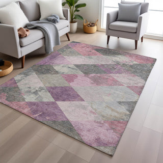 Piper Looms Chantille Geometric ACN1956 Blush Machine Washable Area Rug Lifestyle Image Feature