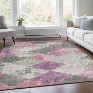 Piper Looms Chantille Geometric ACN1956 Blush Machine Washable Area Rug Lifestyle Image Feature