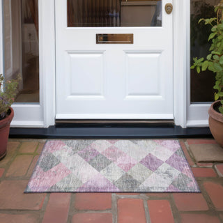 Piper Looms Chantille Geometric ACN1956 Blush Machine Washable Area Rug Scatter Outdoor Lifestyle Image Feature