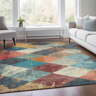 Piper Looms Chantille Geometric ACN1956 Navy Machine Washable Area Rug Lifestyle Image Feature
