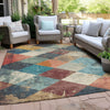 Piper Looms Chantille Geometric ACN1956 Navy Machine Washable Area Rug Outdoor Lifestyle Image Feature