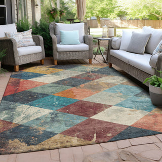 Piper Looms Chantille Geometric ACN1956 Navy Machine Washable Area Rug Outdoor Lifestyle Image Feature
