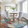 Piper Looms Chantille Geometric ACN1956 Navy Machine Washable Area Rug Round Lifestyle Image Feature
