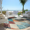 Piper Looms Chantille Geometric ACN1956 Navy Machine Washable Area Rug Round Outdoor Lifestyle Image Feature
