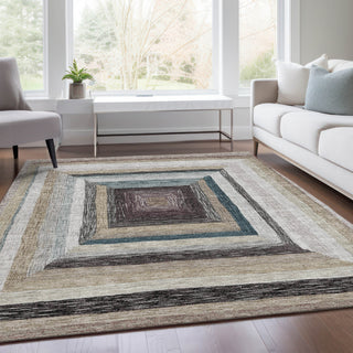 Piper Looms Chantille Geometric ACN1957 Beige Machine Washable Area Rug Lifestyle Image Feature