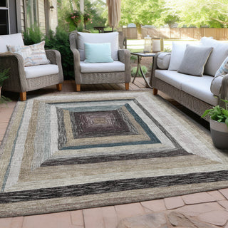 Piper Looms Chantille Geometric ACN1957 Beige Machine Washable Area Rug Outdoor Lifestyle Image Feature