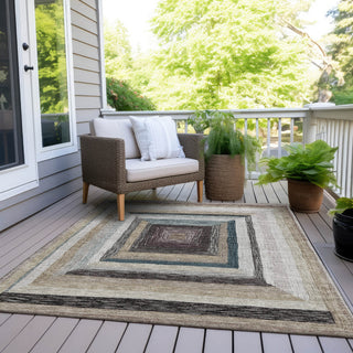 Piper Looms Chantille Geometric ACN1957 Beige Machine Washable Area Rug Outdoor Lifestyle Image Feature