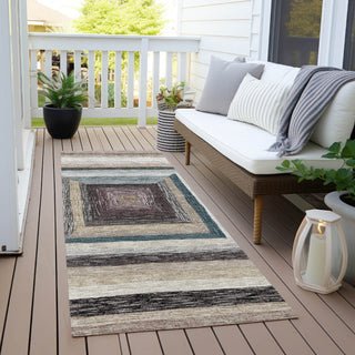 Piper Looms Chantille Geometric ACN1957 Beige Machine Washable Area Rug Runner Outdoor Lifestyle Image Feature