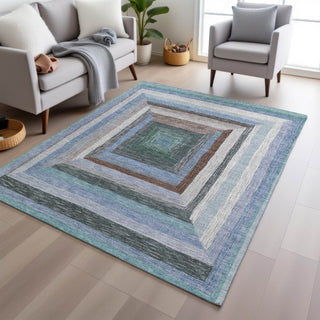 Piper Looms Chantille Geometric ACN1957 Denim Machine Washable Area Rug Lifestyle Image Feature