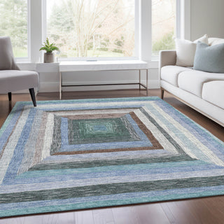 Piper Looms Chantille Geometric ACN1957 Denim Machine Washable Area Rug Lifestyle Image Feature