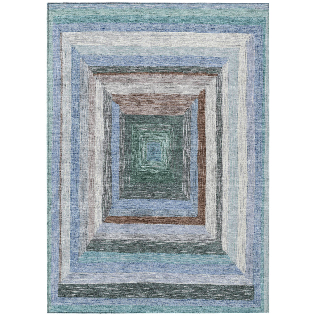 Piper Looms Chantille Geometric ACN1957 Denim Machine Washable Area Rug main image