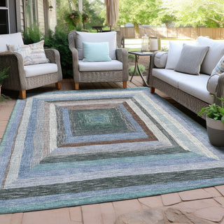 Piper Looms Chantille Geometric ACN1957 Denim Machine Washable Area Rug Outdoor Lifestyle Image Feature