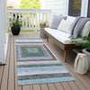 Piper Looms Chantille Geometric ACN1957 Denim Machine Washable Area Rug Runner Outdoor Lifestyle Image Feature
