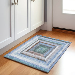 Piper Looms Chantille Geometric ACN1957 Denim Machine Washable Area Rug Scatter Lifestyle Image Feature