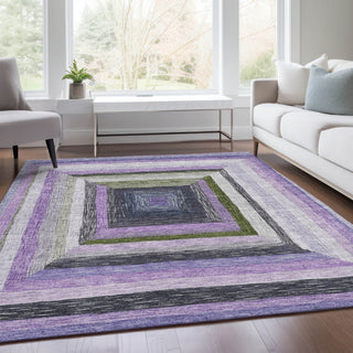 Piper Looms Chantille Geometric ACN1957 Lavender Machine Washable Area Rug Lifestyle Image Feature