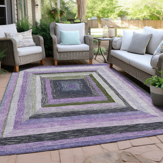 Piper Looms Chantille Geometric ACN1957 Lavender Machine Washable Area Rug Outdoor Lifestyle Image Feature