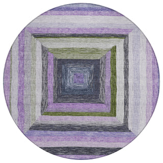 Piper Looms Chantille Geometric ACN1957 Lavender Machine Washable Area Rug Round Main Image