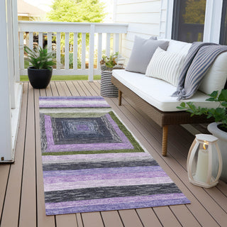 Piper Looms Chantille Geometric ACN1957 Lavender Machine Washable Area Rug Runner Outdoor Lifestyle Image Feature