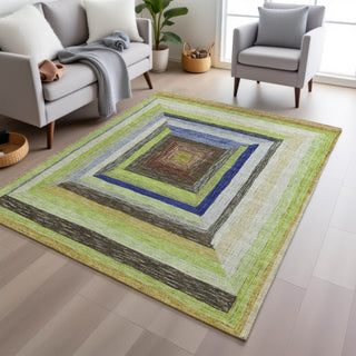 Piper Looms Chantille Geometric ACN1957 Lime Machine Washable Area Rug Lifestyle Image Feature