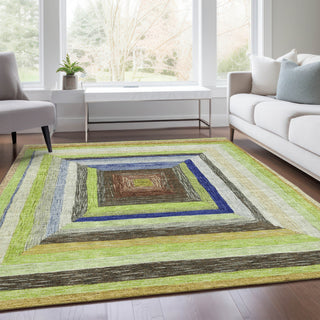 Piper Looms Chantille Geometric ACN1957 Lime Machine Washable Area Rug Lifestyle Image Feature