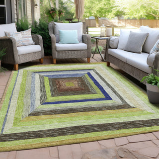 Piper Looms Chantille Geometric ACN1957 Lime Machine Washable Area Rug Outdoor Lifestyle Image Feature