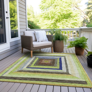 Piper Looms Chantille Geometric ACN1957 Lime Machine Washable Area Rug Outdoor Lifestyle Image Feature