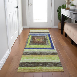 Piper Looms Chantille Geometric ACN1957 Lime Machine Washable Area Rug Runner Lifestyle Image Feature