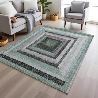 Piper Looms Chantille Geometric ACN1957 Seafoam Machine Washable Area Rug Lifestyle Image Feature