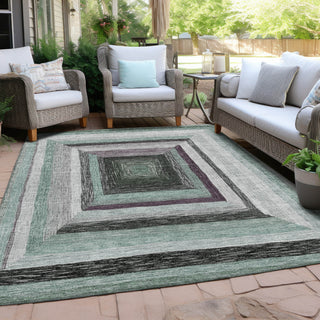 Piper Looms Chantille Geometric ACN1957 Seafoam Machine Washable Area Rug Outdoor Lifestyle Image Feature