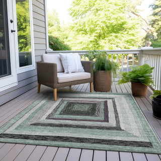 Piper Looms Chantille Geometric ACN1957 Seafoam Machine Washable Area Rug Outdoor Lifestyle Image Feature